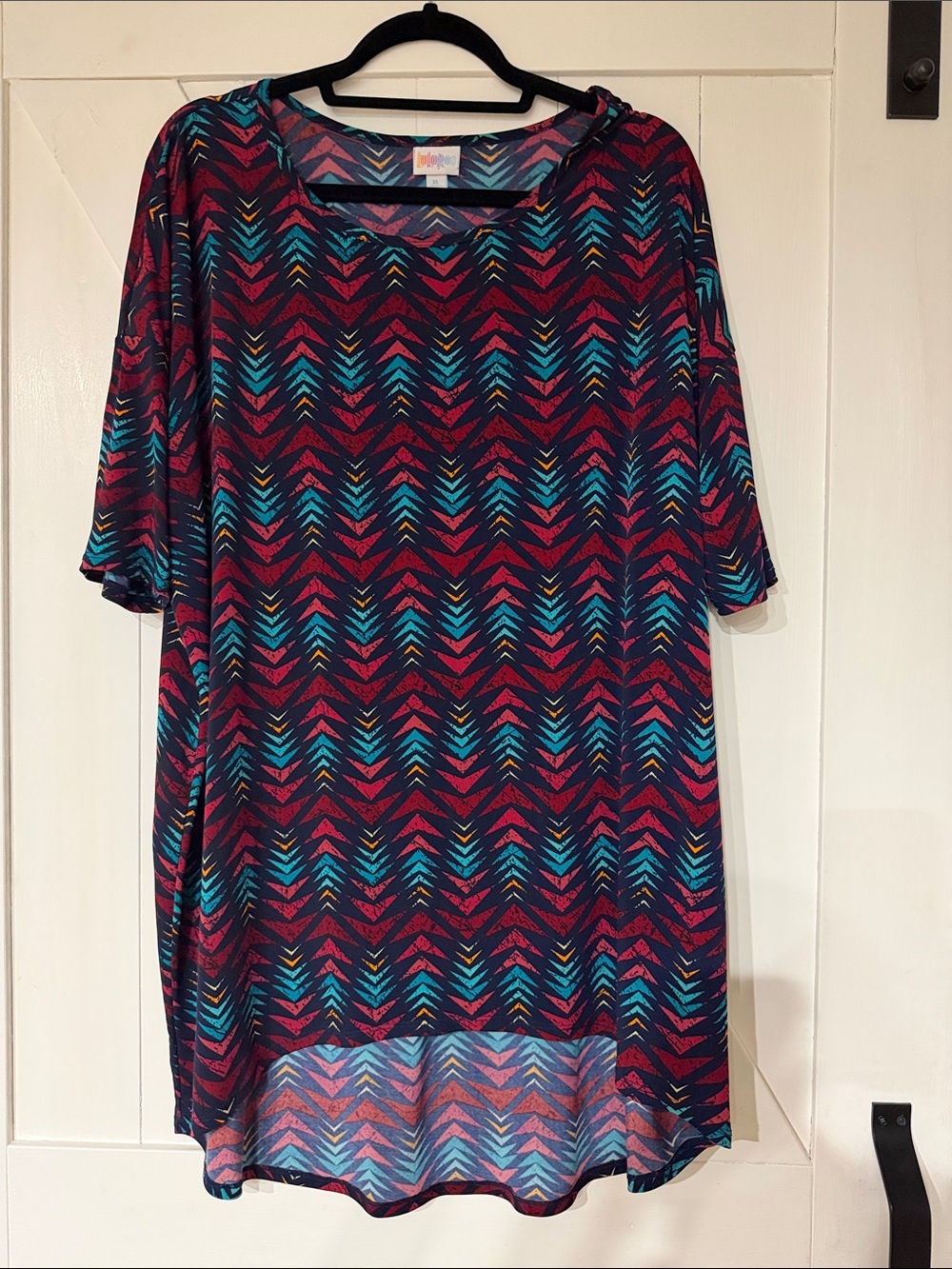 LuLaRoe Chevron Tunic in Teal, Burgundy & Navy